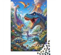 1000pcs Mini Puzzle pour Adultes Dinosaure Volcan Forêt Relaxant | 38x26cm Carton Décoration Salon Coupe Précise Cadeau Anniversaire Détente