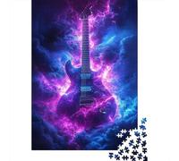 1000pcs Mini Puzzle pour Adultes Guitare Foudre Nuage Difficile | 52x38cm Carton Décor Salon Structure Durable Cadeau Anniversaire Soulagement Stress