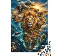 1000pcs Mini Puzzle pour Adultes Lion Éléphant Afrique Détente | 70x50cm Décoration Maison Cadeau Anniversaire Soulagement Anxiété Surface Lisse Carton