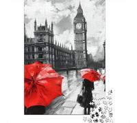 1000pcs Mini Puzzle pour Adultes Parapluie Rue Tour Carton