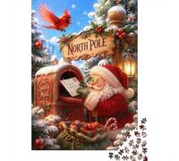 1000pcs Mini Puzzle pour Adultes Père Noël Boîte Cardinal Planche Recy 38x26cm Carton Décor De Salon Coupe Précise Cadeau D'anniversaire Détente