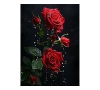 1000pcs Mini Puzzle pour Adultes Rose Goutte d'eau | 38x26cm Carton Décoration Salon Coupe Précise Cadeau Ami Relaxation