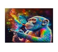 1000pcs Mini Puzzle pour Adultes Singe Fumée Coloré Relaxant | 70x50cm Papier Décoration Salon Découpe Précise Jeu Intellectuel Détente