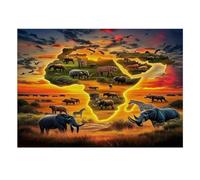 1000pcs Mini Puzzle pour Famille Afrique Éléphant Coucher Soleil Carton | 38x26cm Carton Décoration Salon Découpe Précise Cadeau Ami Détente