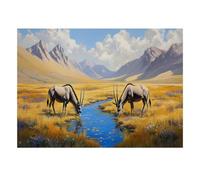 1000pcs Mini Puzzle pour Famille Antilope Montagne Rivière Difficile | 70x50cm Carton Décor Salon Structure Durable Cadeau Ami Entraînement Cérébral