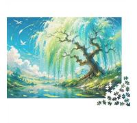 1000pcs Mini Puzzle pour Famille Arbre Rivière Nuage Détente | 52x38cm Carton Débutants Jeu de Puzzle Décor de Chambre Soulagement de l’Anxiété