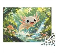 1000pcs Mini Puzzle pour Famille Axolotl Champignon Forêt Détente | 52x38cm Papier Décoration Salon Finition Lisse Cadeau Anniversaire Relaxation
