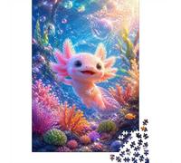 1000pcs Mini Puzzle pour Famille Axolotl Corail Bulle Éducatif | 52x38cm Papier Ornement De Salle De Séjour Découpe Précise Cadeau Anniversaire Détente
