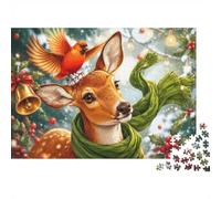 1000pcs Mini Puzzle pour Famille Cerf Oiseau Cloche Détente | 52x38cm Papier Décoration Maison Découpe Précise Cadeau Ami Relaxation