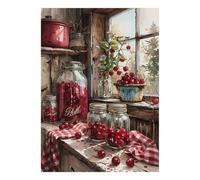 1000pcs Mini Puzzle pour Famille Cerise Bocal Fenêtre Papier | 38x26cm Décoration Maison Surface Lisse Cadeau Ami Détente