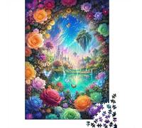 1000pcs Mini Puzzle pour Famille Château Fleur Lac Difficile | 38x26cm Carton Décoration Salon Coupe Précise Cadeau Anniversaire Détente