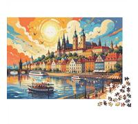 1000pcs Mini Puzzle pour Famille Château Rivière Bateau Détente