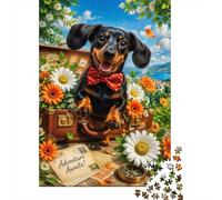 1000pcs Mini Puzzle pour Famille Chien Fleur Valise Relaxant | 38x26cm Papier Décoration Salon Coupe Précise Cadeau Anniversaire