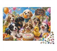 1000pcs Mini Puzzle pour Famille Chiens Canards Gâteau Relaxant | 70x50cm Carton Décoration Salon Coupe Précise Cadeau Anniversaire Détente