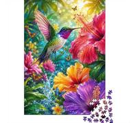 1000pcs Mini Puzzle pour Famille Colibri Fleur Papillon Éducatif | 52x38cm Carton Décoration Salon Coupe Précise Cadeau Anniversaire Relaxation