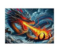 1000pcs Mini Puzzle pour Famille Dragon Feu Nuage Détente | 52x38cm Papier Salon Décor Découpe Précise Cadeau Ami Relaxation