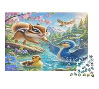 1000pcs Mini Puzzle pour Famille Écureuil Oiseau Fleur Détente | 38x26cm Papier Salon Décoration Coupe Précise Cadeau Ami Relaxation
