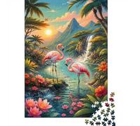 1000pcs Mini Puzzle pour Famille Flamant Cascade Fleur Défi | 70x50cm Papier Salon Décor Découpe Précise Cadeau Ami Détente