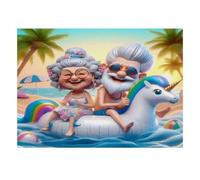 1000pcs Mini Puzzle pour Famille Grands-Parents Plage Licorne Carton | 38x26cm Papier Décor De Salon Découpe Précise Cadeau D'anniversaire Détente