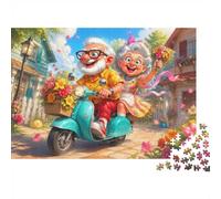1000pcs Mini Puzzle pour Famille Grands-Parents Scooter Fleurs | 38x26cm Carton Décor De Salon Découpe Précise Cadeau Ami Détente