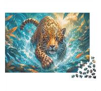 1000pcs Mini Puzzle pour Famille Jaguar Eau Forêt Détente | 52x38cm Carton Décoration Salon Coupe Précise Cadeau Ami Relaxation