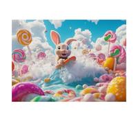 1000pcs Mini Puzzle pour Famille Lapin Bonbon Vague Papier Jeu De Puzzle | 52x38cm Papier Débutants Puzzle Intellectuel Surface Lisse Cadeau Anniversaire Relaxation D'esprit