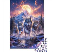 1000pcs Mini Puzzle pour Famille Loups Montagne Lune Détente | 70x50cm Papier Jeu De Puzzle Jeunes Adultes Décor De Salon Cadeau Ami Relaxation De L'esprit Structure Durable