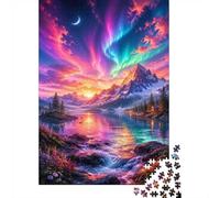1000pcs Mini Puzzle pour Famille Montagne Lac Aurore Carton | 52x38cm Papier Décoration Salon Coupe Précise Cadeau Ami Détente