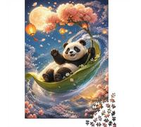1000pcs Mini Puzzle pour Famille Panda Lanterne Fleur Difficile | 38x26cm Carton Décor Salon Structure Durable Cadeau Anniversaire Soulagement Anxiété