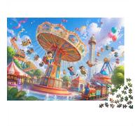 1000pcs Mini Puzzle pour Famille Parc Attraction Manège Ballon | 38x26cm Carton Décoration Salon Coupe Précise Cadeau Ami Détente