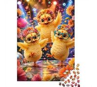1000pcs Mini Puzzle pour Famille Poussin Lunettes Fleurs Éducatif | 52x38cm Carton Déco Salon Coupe Précise Cadeau Ami Relaxation