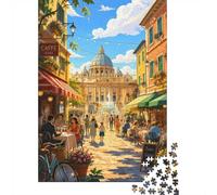 1000pcs Mini Puzzle pour Famille Rue Dôme Café Carton | 38x26cm Débutants Surface Lisse Décor Maison Cadeau Anniversaire