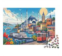 1000pcs Mini Puzzle pour Famille Ville Pont Mosquée