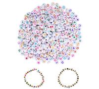 1000pcs perles de lettre rondes, alphabet de couleur cinq étoiles coeur de pêche acrylique bricolage Bracelet outil et fabrication de bijoux
