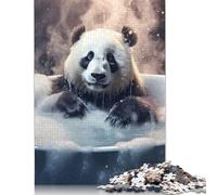 1000pcs Puzzle en Bois Mignon Panda Baignoire Mousse Puzzle Activité Familiale 1000 Pièces (75x50cm)