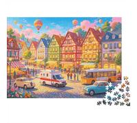 1000pcs Rue Ville Marché Mini Puzzle pour Famille Carton Recyclé