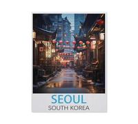1000Pcs，Seoul South Korea Vintage Travel Poster，Jigsaw Adult Decompression Game Puzzle Students Toy for Children Christmas Birthday Gifts（26x38cm）-CI4