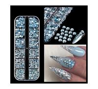 1000Pcs+ SS6-SS30 Strass à Ongles Ronds Diamant 2/3/4/5/6mm Nail Art 12 Grilles/Boîte 3D Mixte Rouge Rond Cristal à Dos Plat Pour Nail Art, Maquillage Et Décoration(5)
