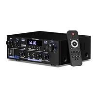 1000W Amplificateur, Bluetooth 5.3 Audio, Stéréo Audio Récepteur Ampli HiFi à 2.0 CH 50W x2 avec Bass/Treble/AUX/FM/MIC/USB, Convient pour Deux Haut-parleurs d'environ 8 Pouces, pour Ampli Voiture