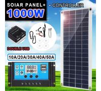 1000W panneau solaire 12V cellule solaire 10A-100A contrôleur Kit de plaque solaire pour téléphone RV voiture caravane maison Camping batterie extérieure With 40A Controller