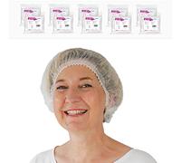 ARNOMED charlotte cheveux jetable, jetable blanc, charlotte aliemntaire 1000 pcs (10 sachets), 52 cm charlottes jetables cheveuxs pour la cuisine ou le dentiste, charlotte bonnnet pour hommes/femmes