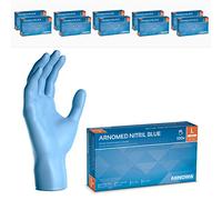 ARNOMED Gants nitrile taille L, gant nitrile bleu, 1000 pièces gants jetable non poudrés & sans latex, gants de cuisine et mecanique jetables, gant en nitrile jetables en XS, S, M, L, XL & XXL