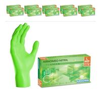 1000x ARNOMED® Gants en nitrile taille L Vert, Gants à usage unique pour chirurgie & laboratoire, Gants en nitrile sans poudre & sans latex, Moufles en nitrile XS, S, M, L, XL, XXL