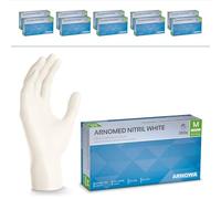 ARNOMED Gants nitrile taille M, gant nitrile blanc, 1000 pièces gants jetable non poudrés & sans latex, gants de cuisine et mecanique jetables, gant en nitrile jetables en tailles XS, S, M, L, XL
