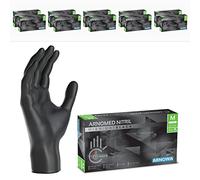 ARNOMED Gants nitrile taille M, gant nitrile noir, 1000 pcs (10 boîtes), gants noir jetable non poudrés & sans latex, gants noir, gants de cuisine jetables, gants jetables noir XS, S, M, L, XL, XXL