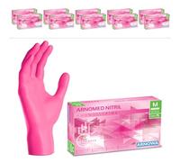 1000x ARNOMED® Gants en nitrile taille M Rose, Gants à usage unique pour chirurgie & laboratoire, Gants en nitrile sans poudre & sans latex, Moufles en nitrile XS, S, M, L, XL, XXL
