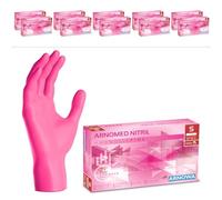 1000x ARNOMED® Gants en nitrile taille S Rose, Gants à usage unique pour chirurgie & laboratoire, Gants en nitrile sans poudre & sans latex, Moufles en nitrile XS, S, M, L, XL, XXL