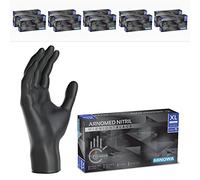 ARNOMED Gants nitrile taille XL, gant nitrile noir, 1000 pcs (10 boîtes), gants noir jetable non poudrés & sans latex, gants noir, gants de cuisine jetables, gants jetables noir XS, S, M, L, XL, XXL