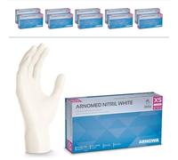 1000x ARNOMED® Gants en nitrile taille XS Blanc, Gants à usage unique pour chirurgie & laboratoire, Gants en nitrile sans poudre & sans latex, Moufles en nitrile XS, S, M, L, XL, XXL