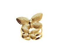 1001 Bijoux Bague acier doré jaune papillon double réglable + écrin (offert)